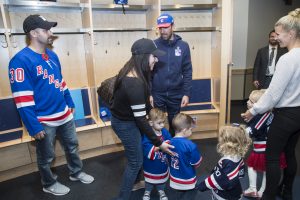 HLF co-founders Henrik & Therese reunited with the Rader Family post Saturday’s NYR game. Henrik & Therese first met with the family on Christmas morning at NewYork-Presbyterian Children’s Hospital in 2015. [Photo credit: Rebecca Taylor/MSG Photos]
