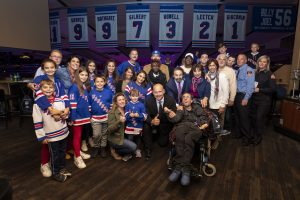 October 16, 2018: First Responders Night at the NYR game. Families from the UFA NYC Firefighters and the DEA Widows’ and Children’s Fund enjoyed the game from Henrik’s Crease.

