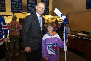November 26: Children and their families from Cohen Children Medical Center enjoyed watching NYR win over the Senators from Henrik’s Crease on Hockey Fights Cancer night!

