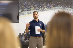 October 13, 2019: HLF Young Ambassadors present their projects to Henrik Lundqvist at Madison Square Garden.