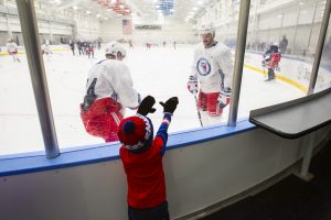October 26, 2019: The Henrik Lundqvist Foundation, through GDF, presents a $50,000 check to Cohen Children’s Medical Center after the Rangers practice at the MSG Training Center.