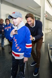 October 26, 2019: The Henrik Lundqvist Foundation, through GDF, presents a $50,000 check to Cohen Children’s Medical Center after the Rangers practice at the MSG Training Center.
